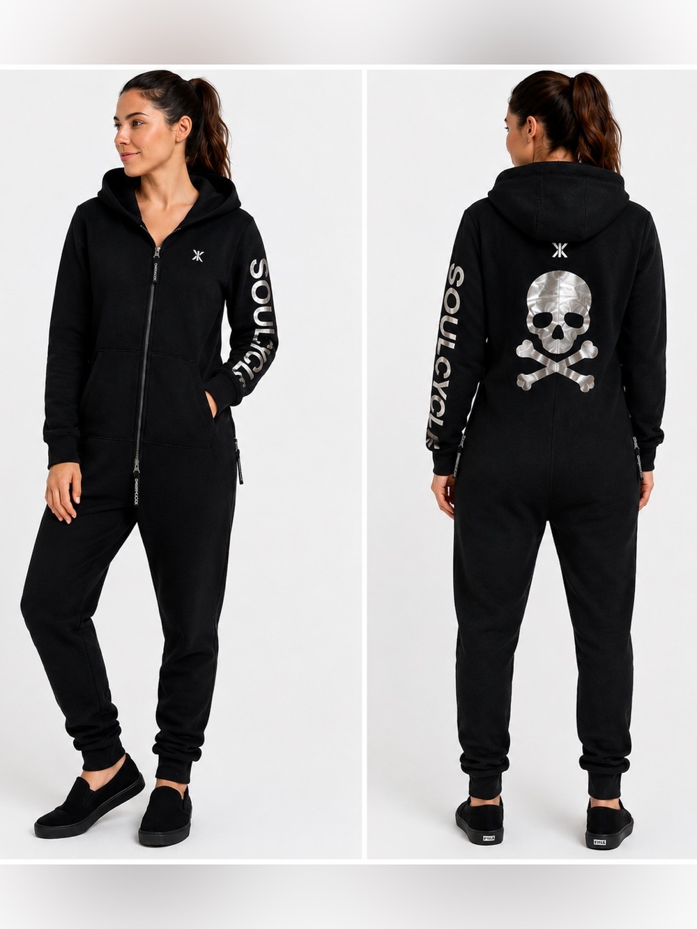 One piece x Soulcycle Jumpsuit Onsie Black Silver Size Small